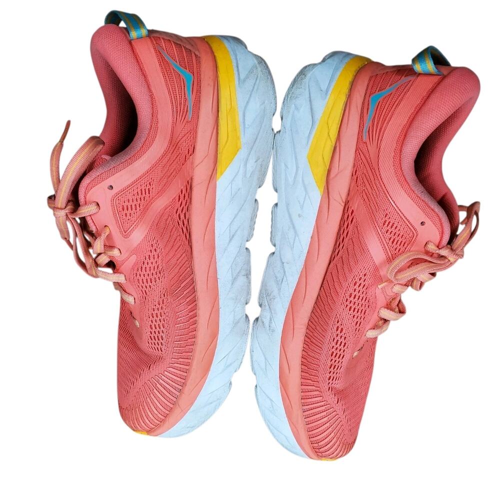 Hoka One One Bondi 7 Sneakers Shoes Womens Size 9 Orange Running Cushioned Walk - Picture 4 of 10